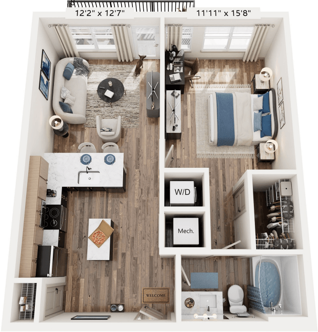 1 Bed 1 Bath floorplan at The River, Chester, VA