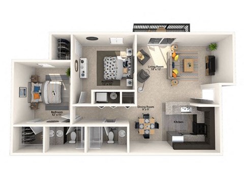 a floor plan of a 1 bedroom apartment at Misty Ridge Apartments, Woodbridge