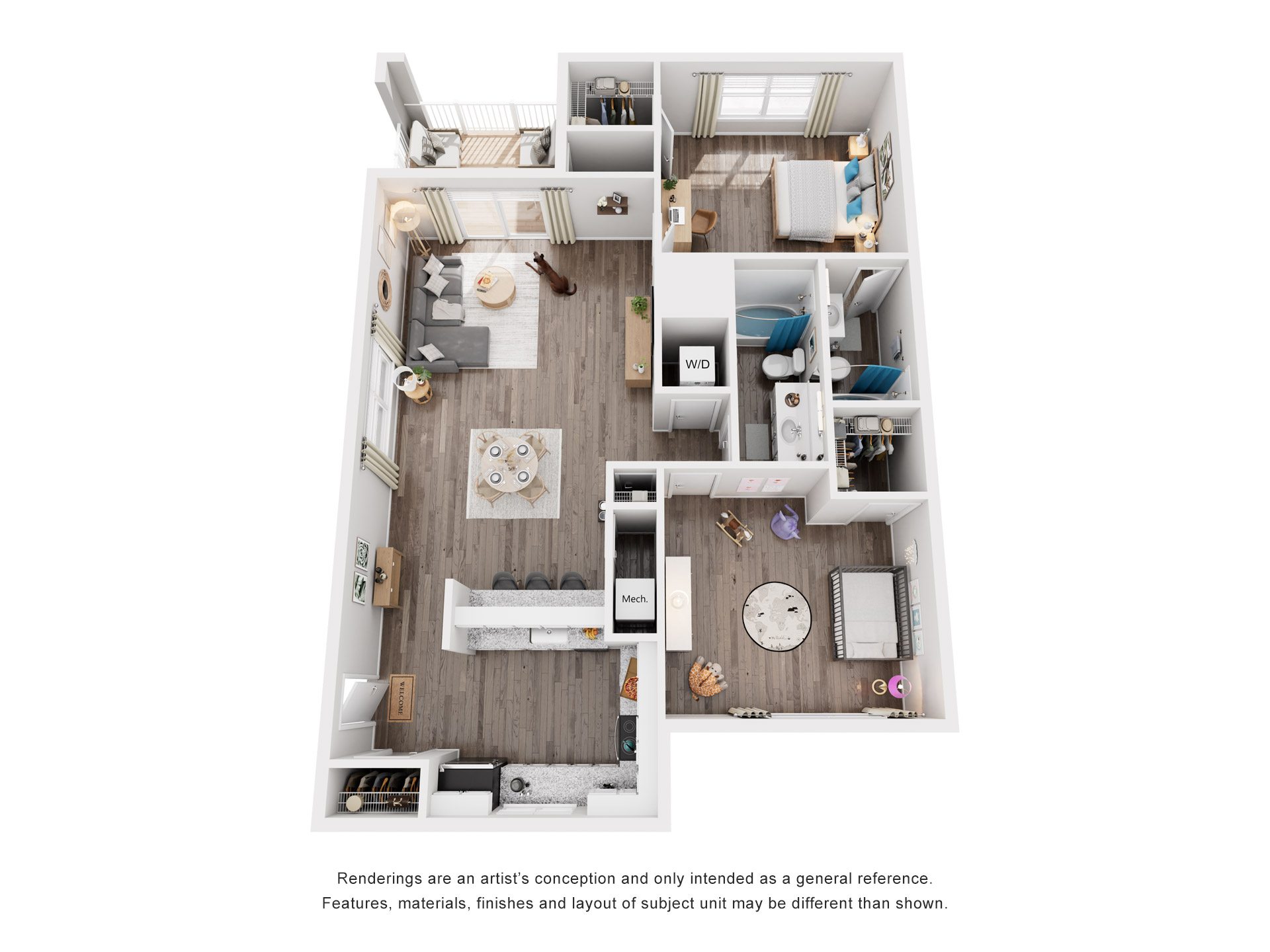 2 Bed 2 Bath Floor Plan | 980 Sq. Ft. at Trails at Short Pump Apartments in Richmond, VA