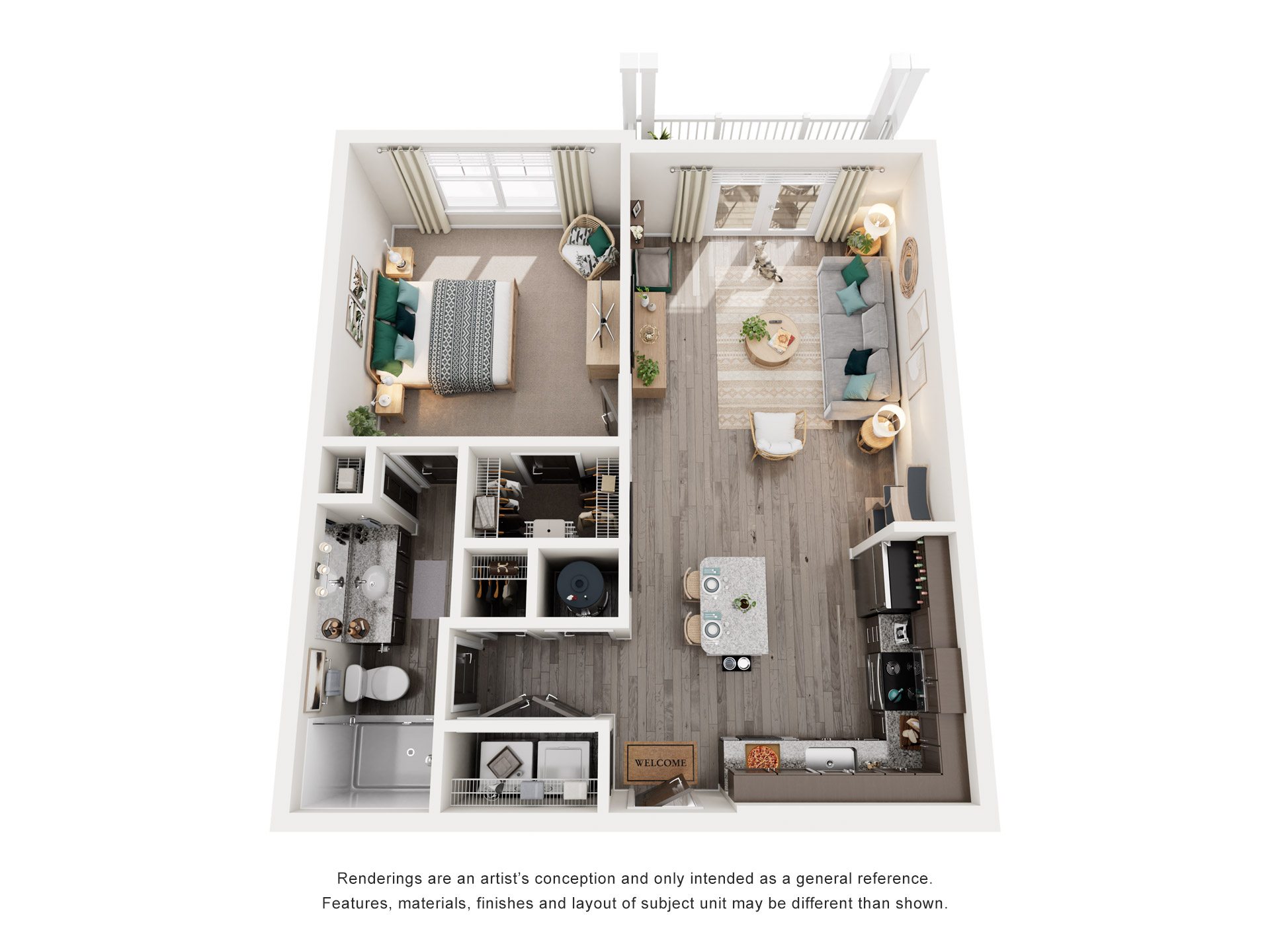 1 Bed 1 Bath Floor Plan | 724-793 Sq. Ft. at Retreat at Arden Farms in Arden, North Carolina, 28704