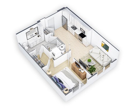 1 Bed 1 Bath Floor Plan with 601 Sq. Ft. at Tapestry West, Richmond, Virginia