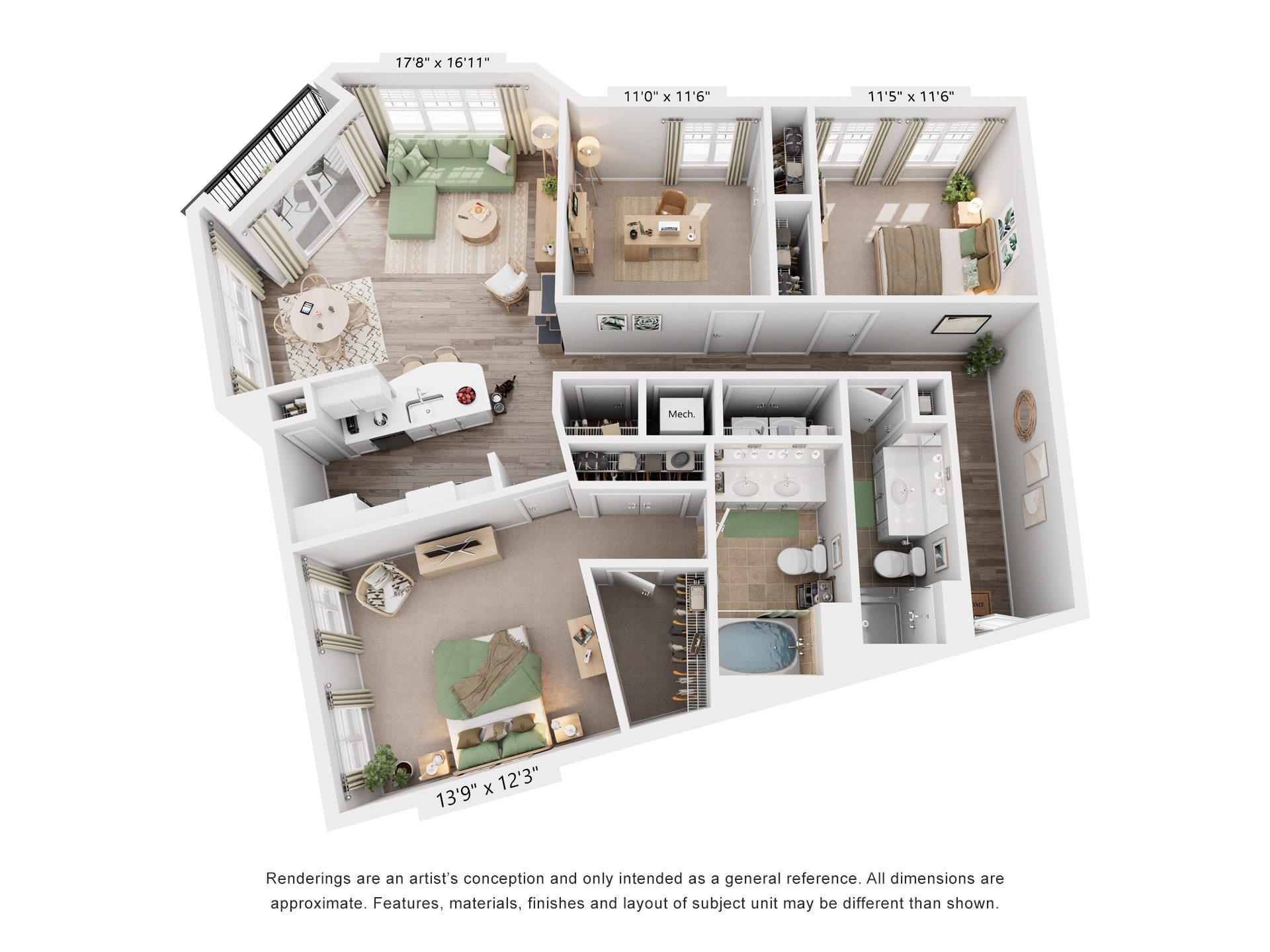 Barlow Floorplan at Flats at West Broad Village, Virginia, 23060 