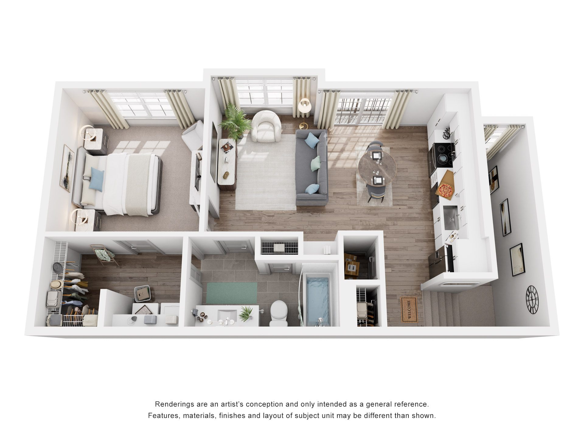 1 Bed 1 Bath Floor Plan | 699 Sq. Ft. at Canopy at Ginter Park Apartments in Virginia 23227