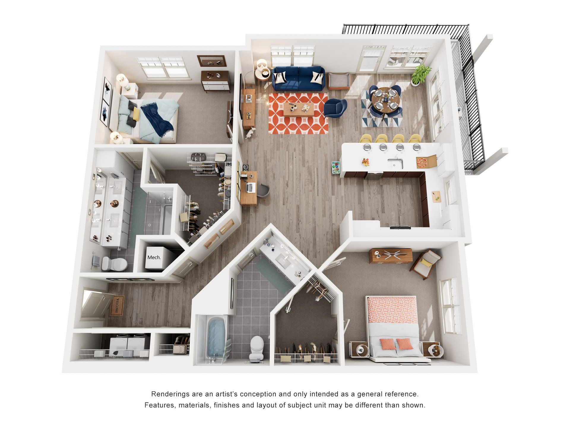 Basin Floorplan at 2000 West Creek Apartments, Richmond, Virginia