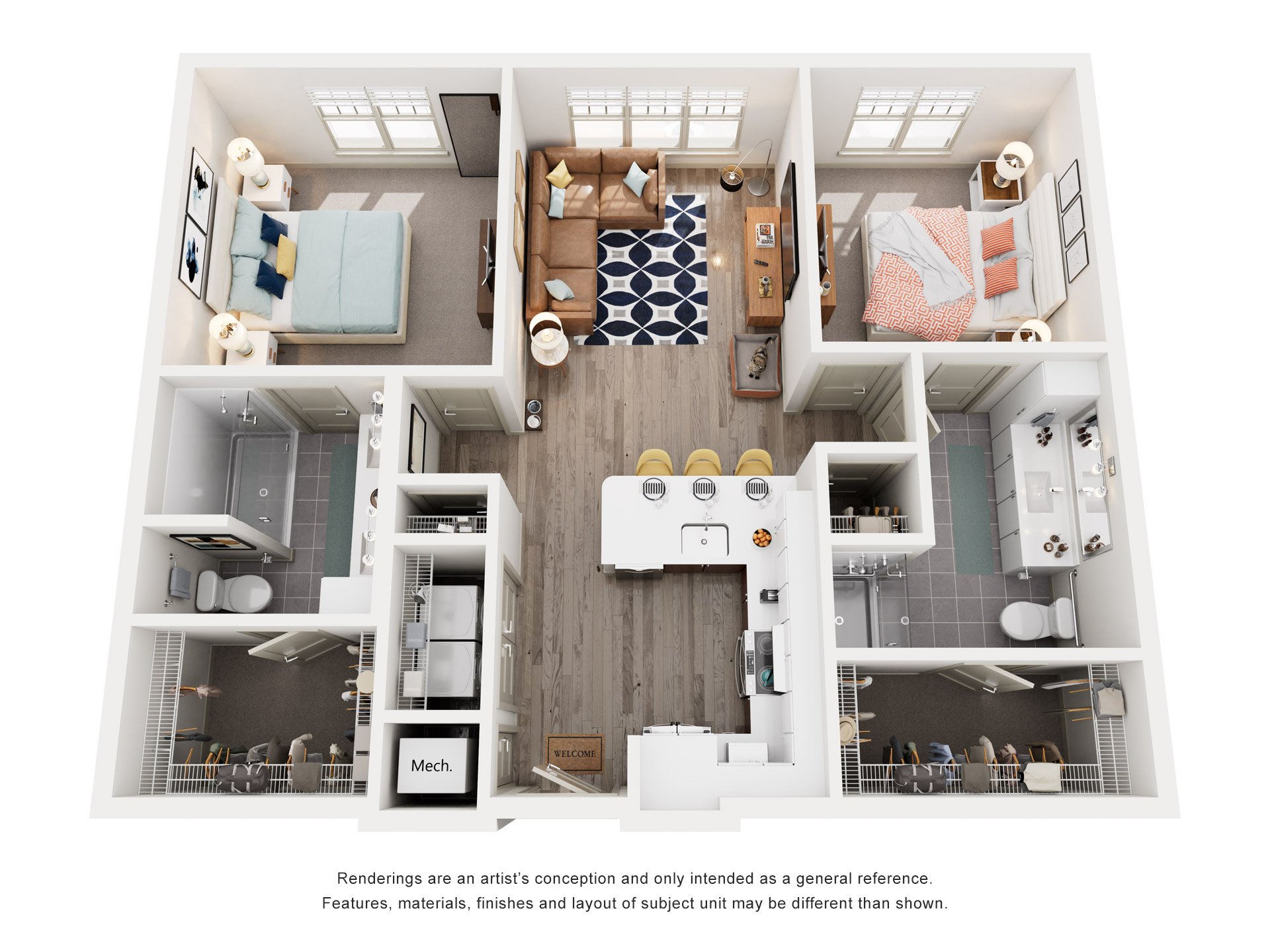 Bayou Floorplan at 2000 West Creek Apartments, Richmond, VA, 23238