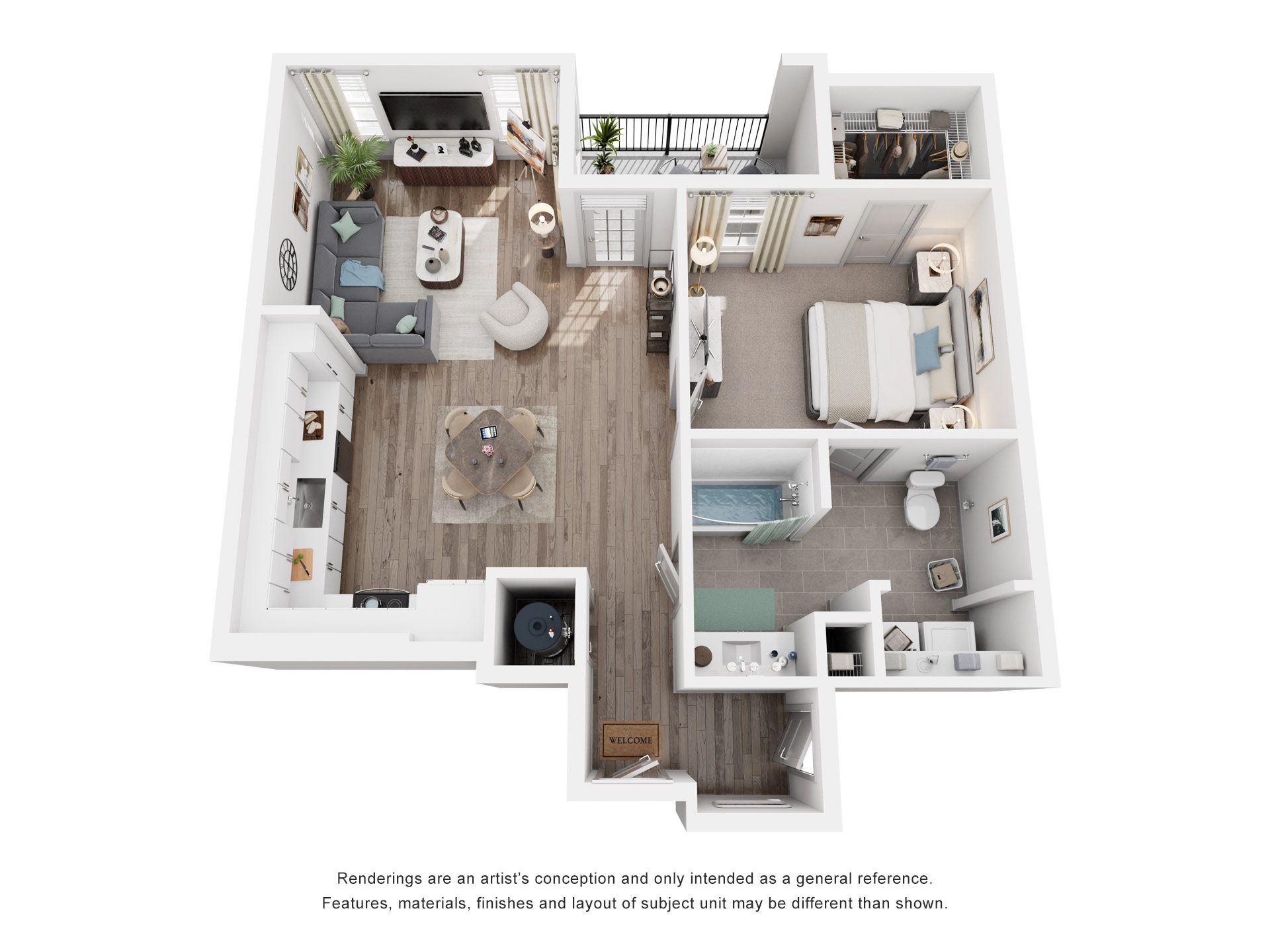 1 Bed 1 Bath Floor Plan | 808 Sq. Ft.