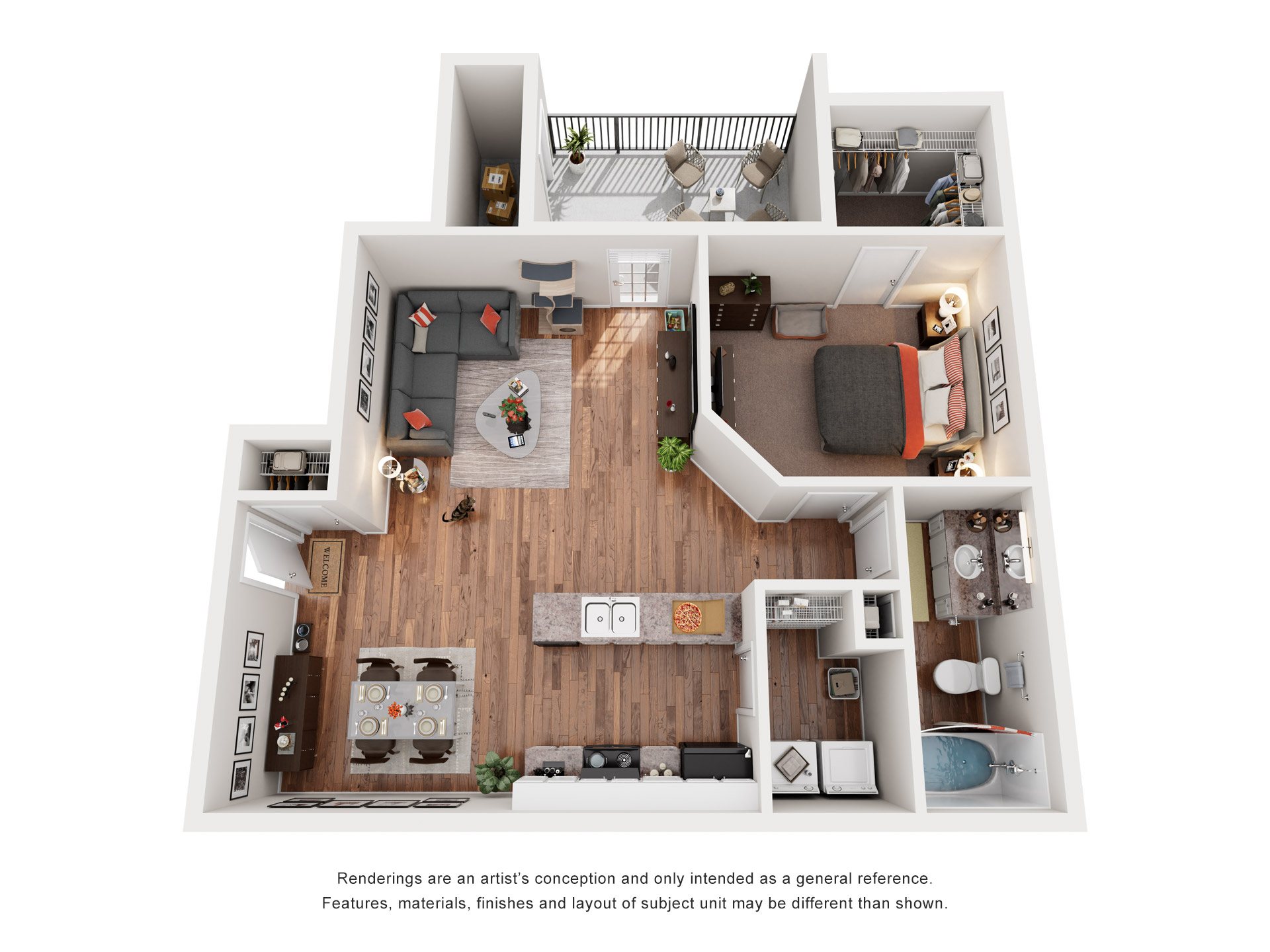 1 Bed  1 Bath Floor Plan | 815 Sq. Ft. at Huntington Chase Apartments, Warner Robins, 31088