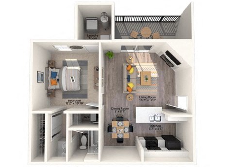 a floor plan with a bedroom and a living room at Bellemeade Farms Apartments, Virginia