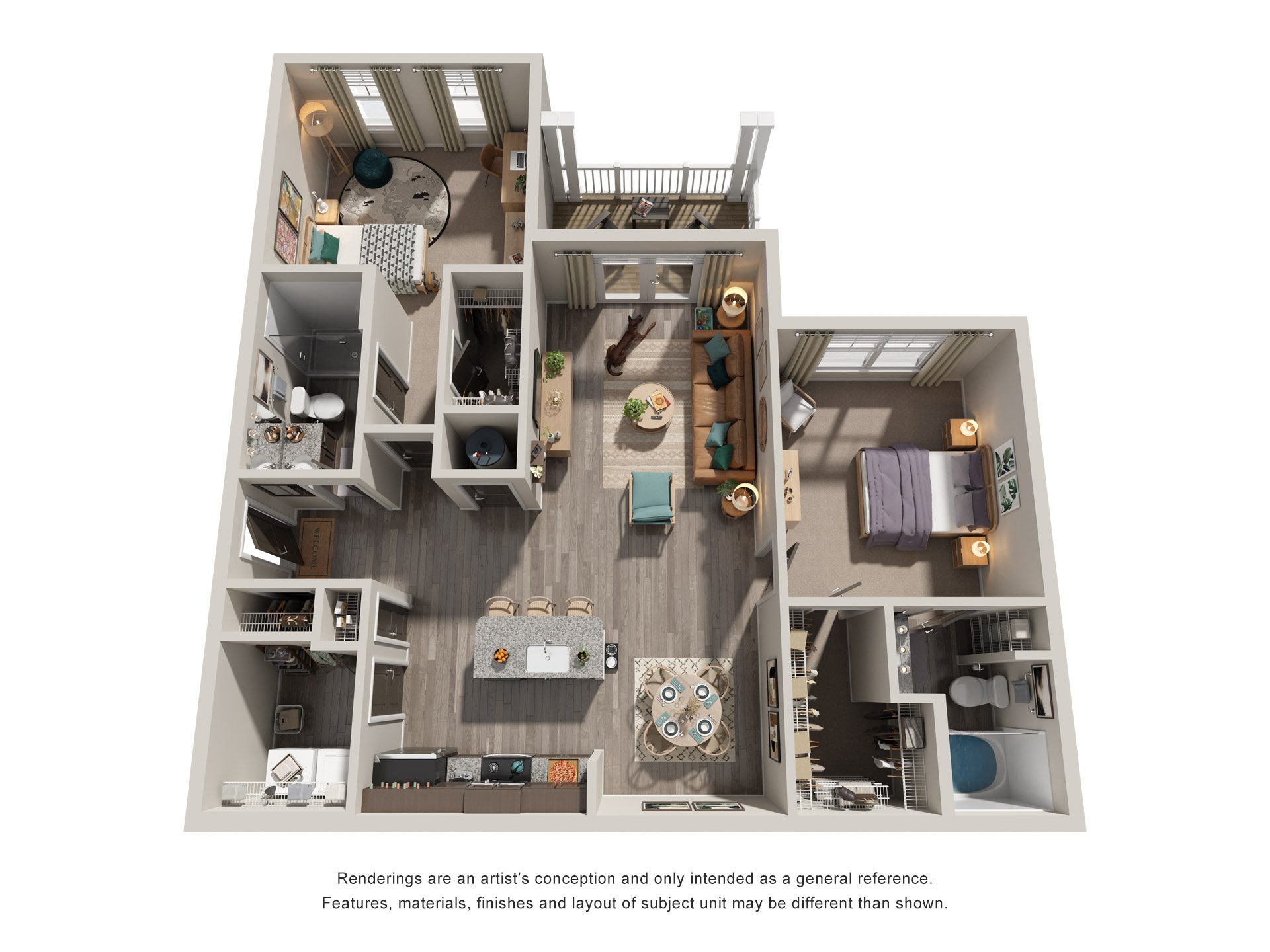 2 Bed 2 Bath Floor Plan | 1,168-1,208 Sq. Ft. at Retreat at Arden Farms in North Carolina, 28704