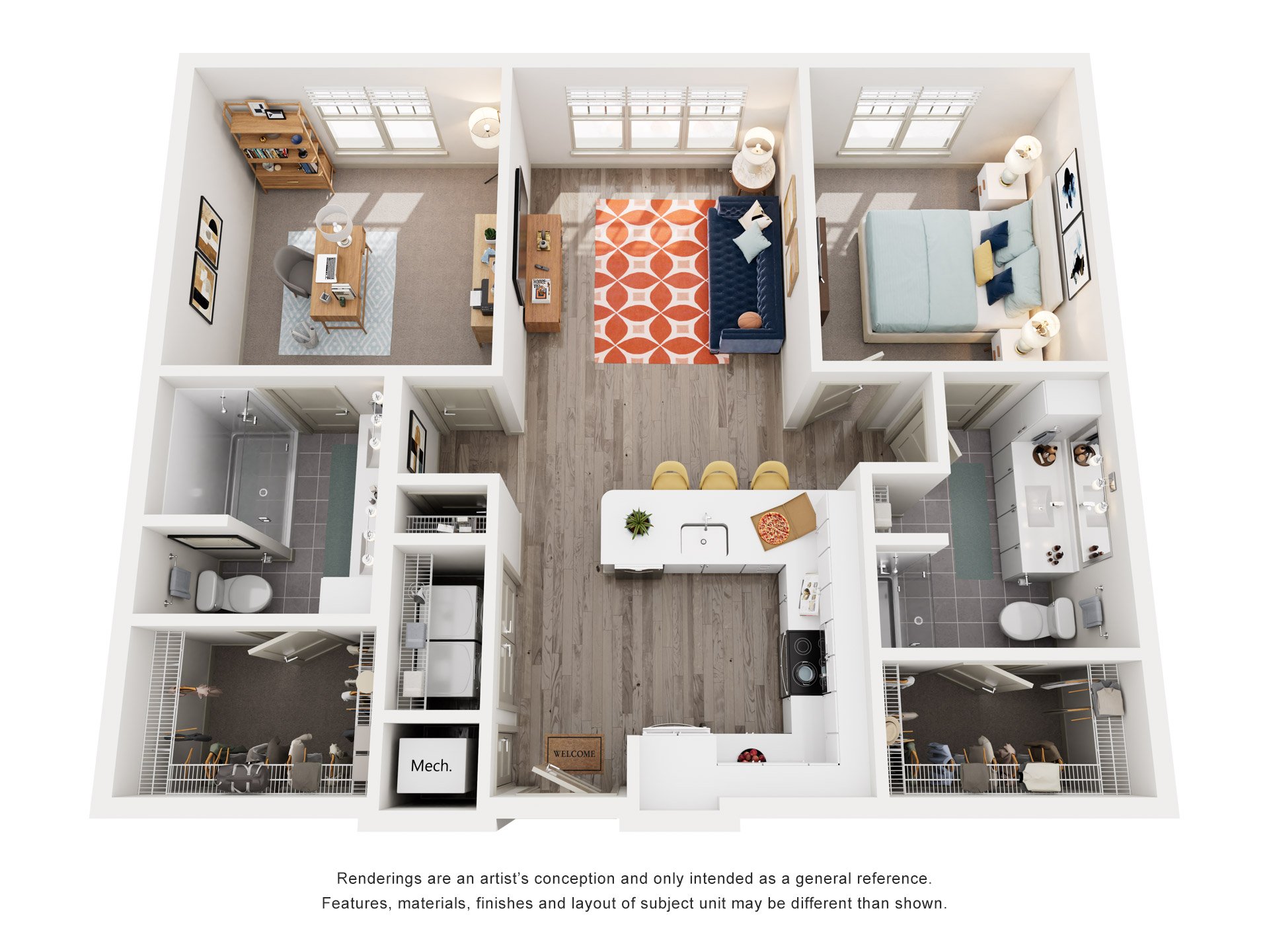 Brook Floorplan at 2000 West Creek Apartments, Richmond, 23238
