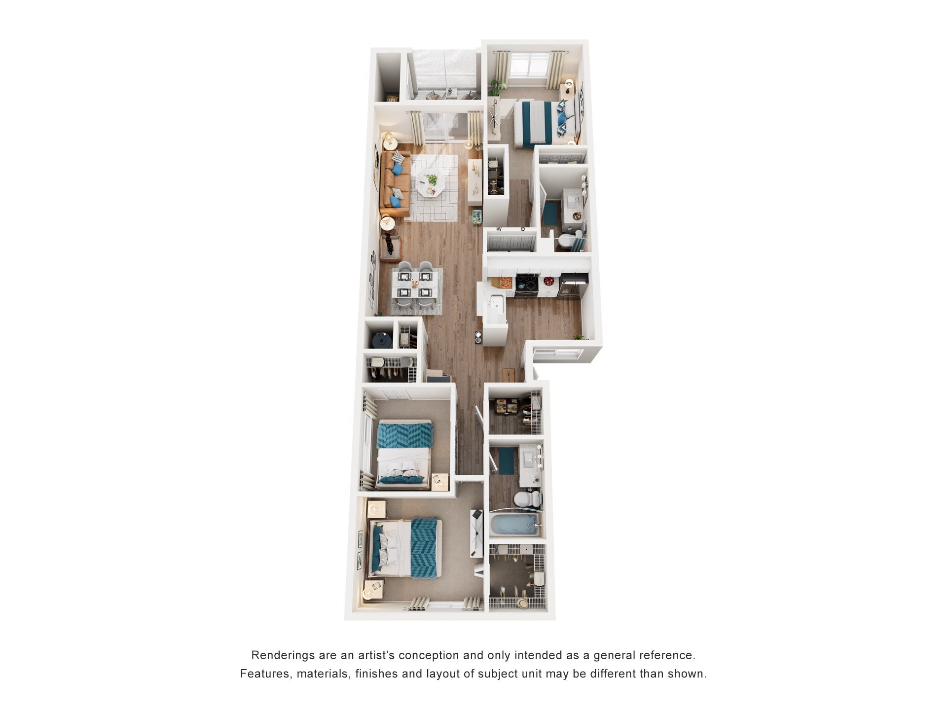 3 Bed 2 Bath Floor Plan | 1,300 Sq. Ft