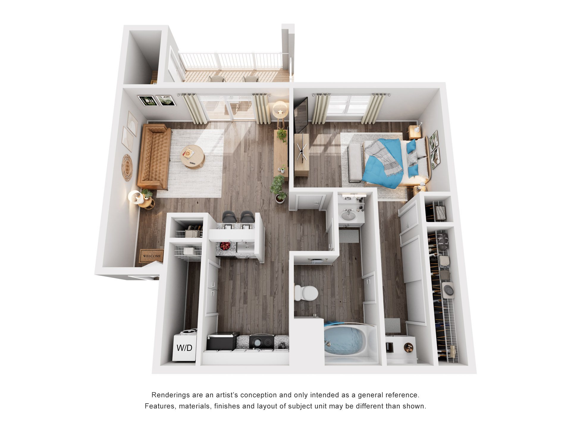 1 Bed 1 Bath Floor Plan | 700 Sq. Ft.
