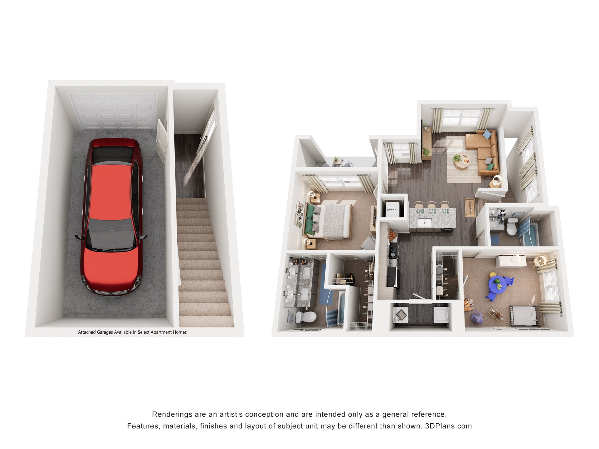2 Bed 2 Bath Floor Plan | 1,049 Sq. Ft. at Promenade at Newnan Crossing in Newnan, Georgia