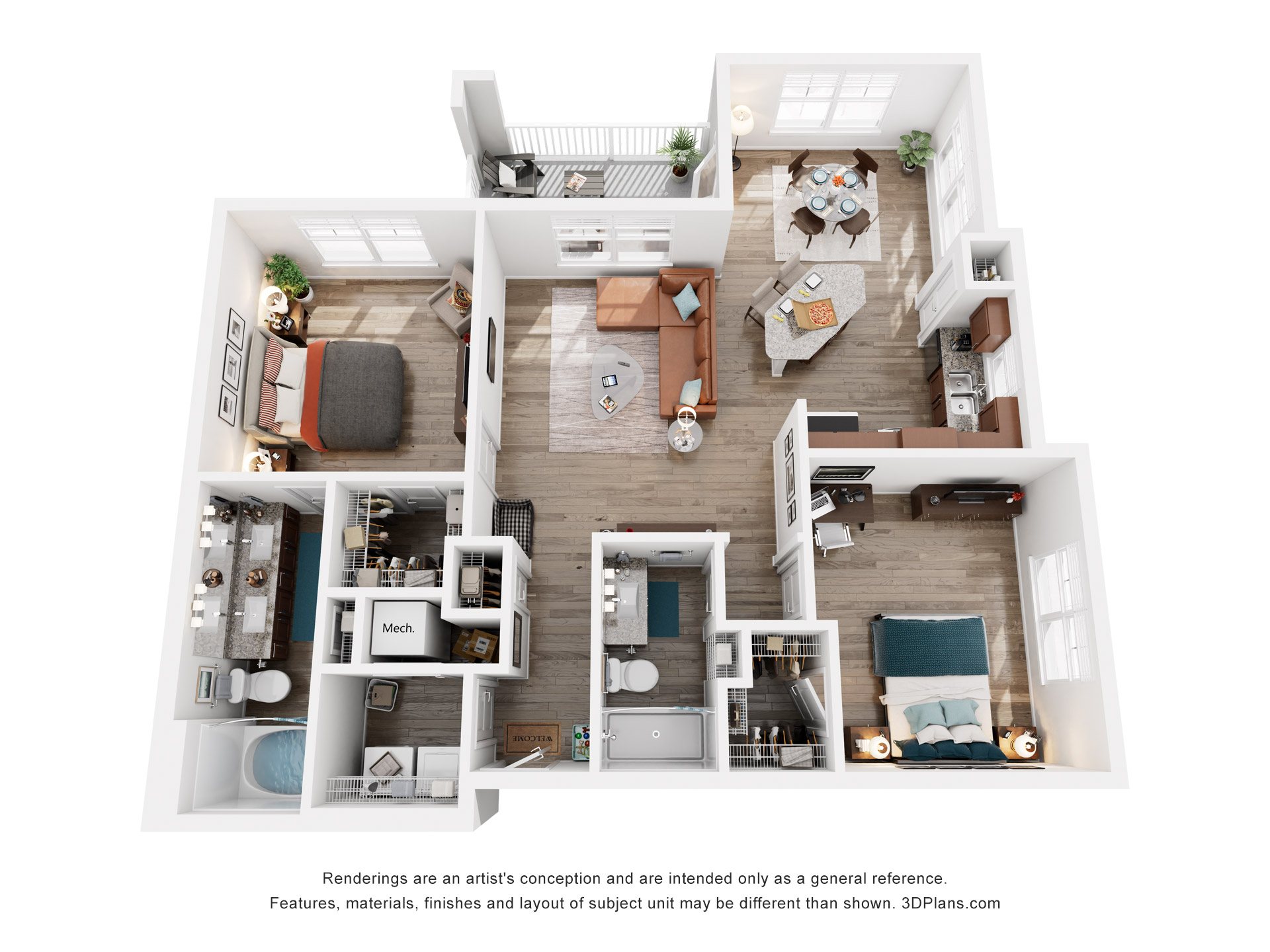 2 Bed 2 Bath Floor Plan | 1,252 Sq. Ft. at Capstone at Banks Crossing, Commerce, GA