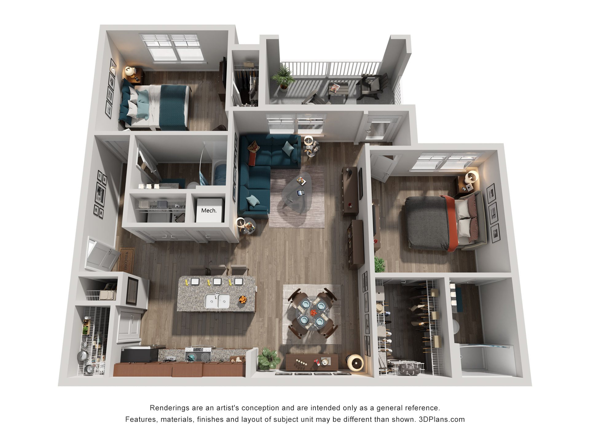 2 Bed 2 Bath Floor Plan | 1,182 Sq. Ft. at Capstone at Banks Crossing, GA, 30529