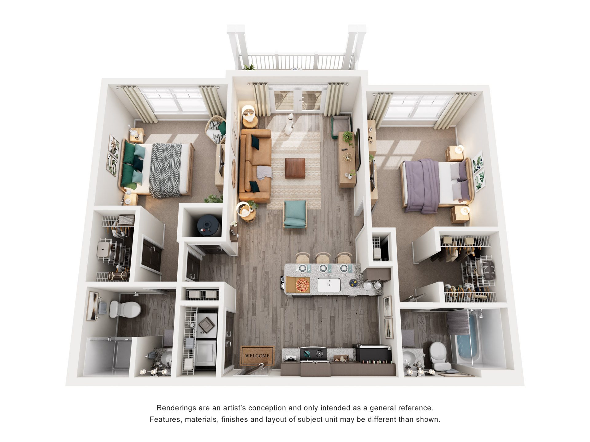 2 Bed 2 Bath Floor Plan | 976-1,055 Sq. Ft. at Retreat at Arden Farms in Arden, 28704