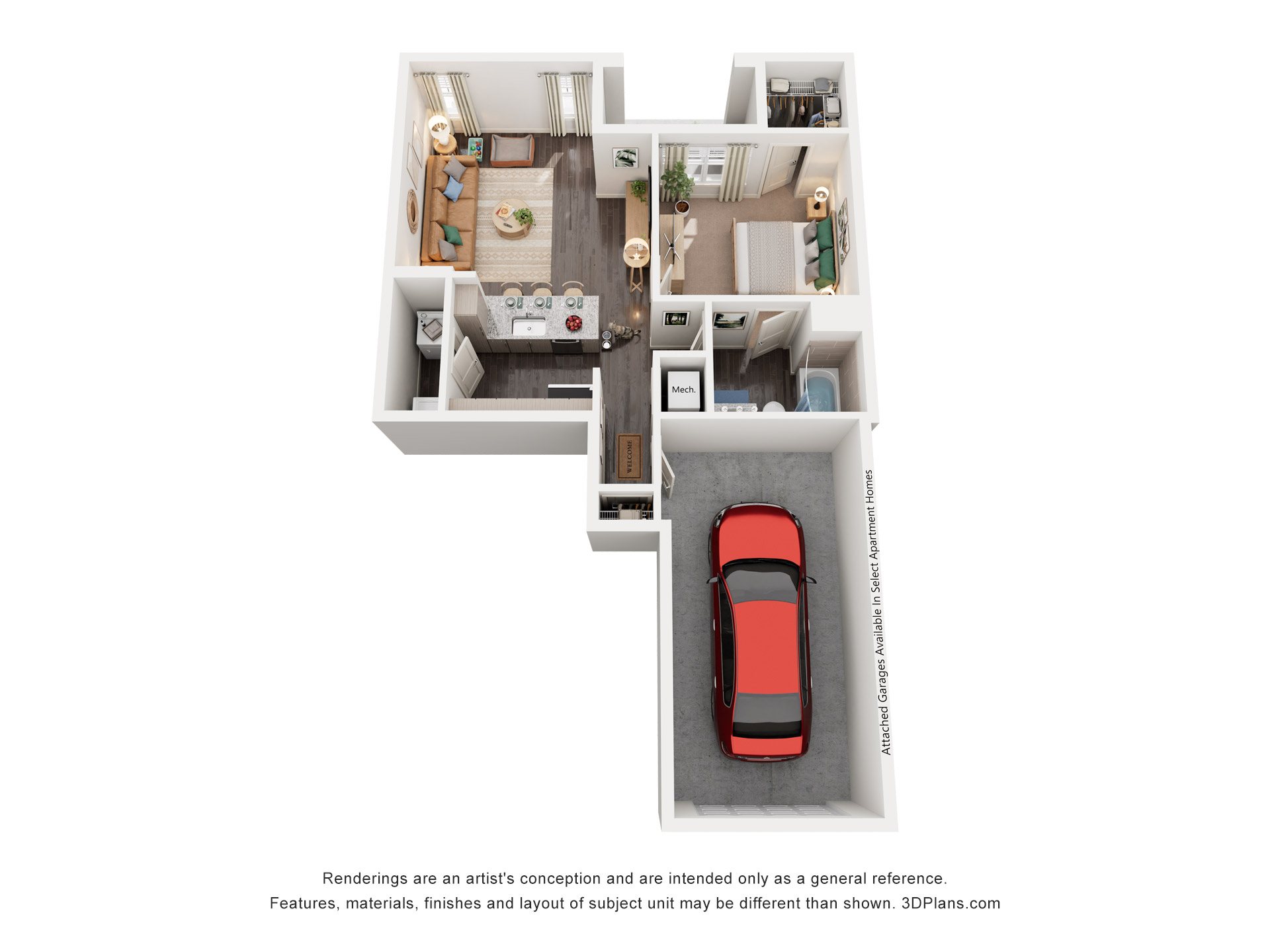 1 Bed 1 Bath Floor Plan | 760  Sq. Ft. at Promenade at Newnan Crossing in Georgia, 30265