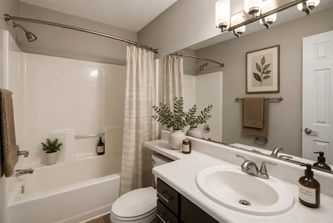 A bathroom with a white sink and a white toilet.