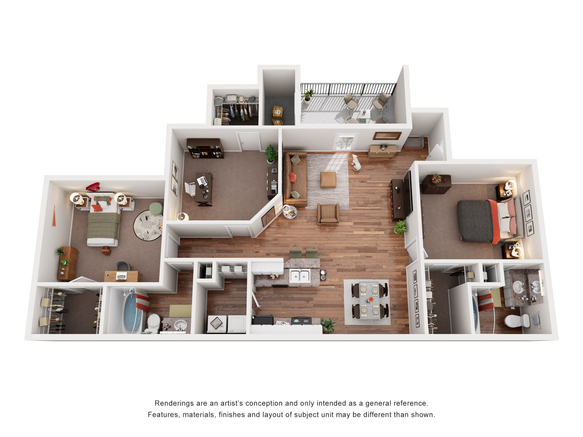 3 Bed  2 Bath Floor Plan | 1,362 Sq. Ft. at Huntington Chase Apartments, Warner Robins, GA
