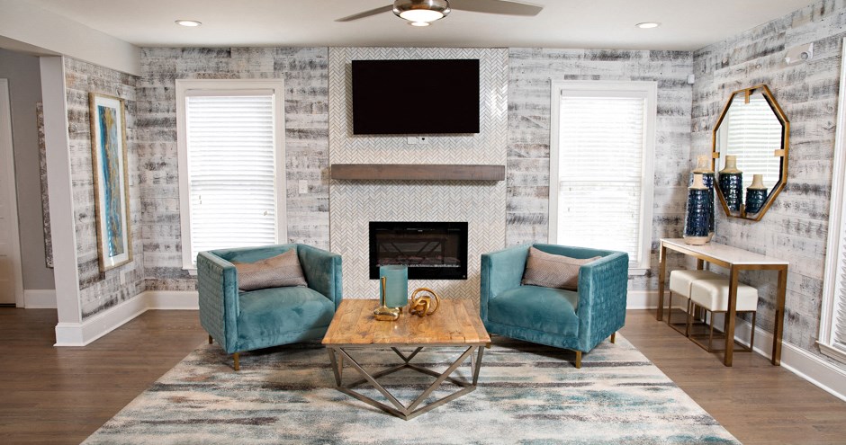 Living Room With Fireplace at Lakeside on Riverwatch, Martinez, Georgia