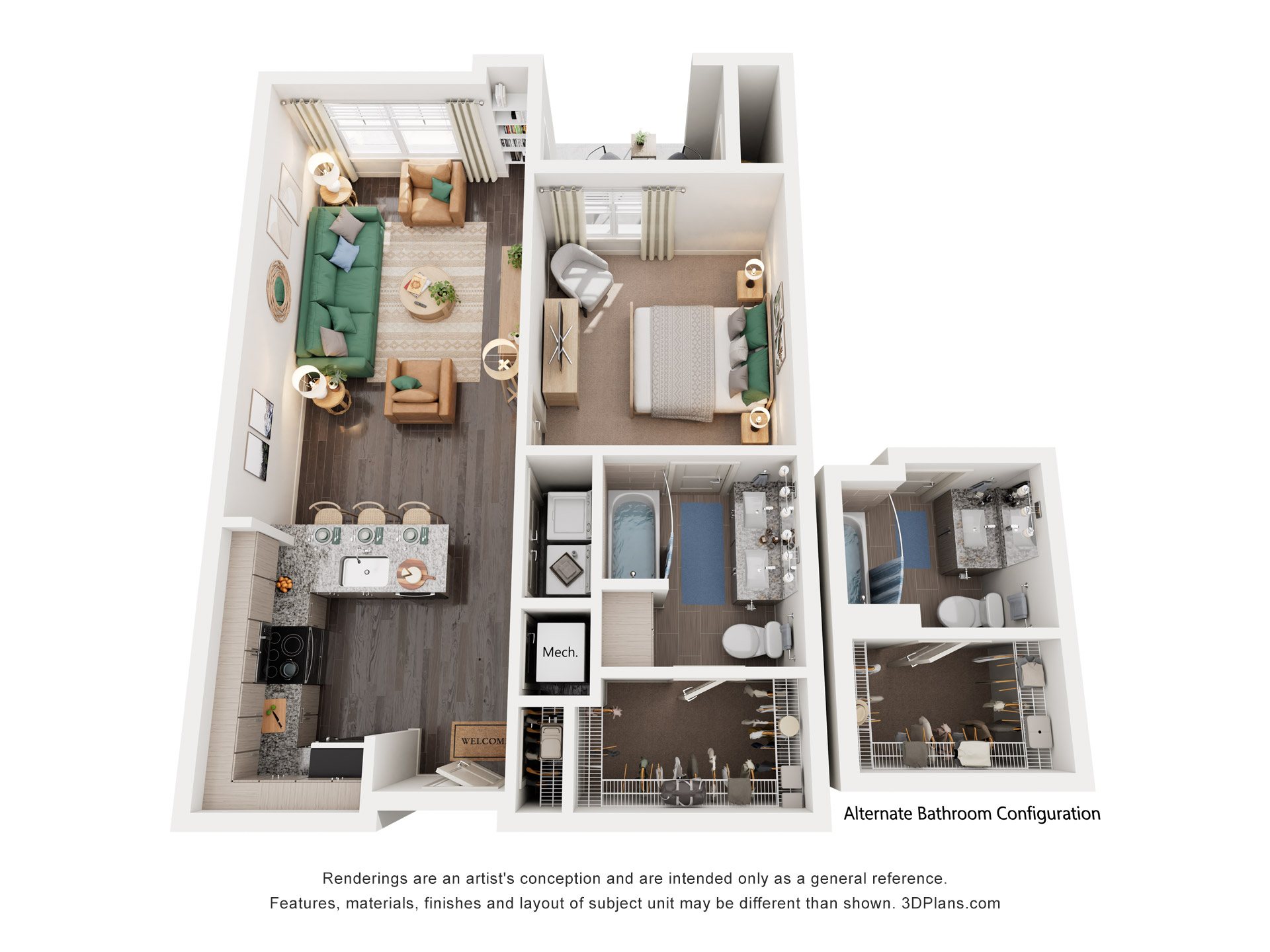 1 Bed 1 Bath Floor Plan | 700-749 Sq. Ft. at Promenade at Newnan Crossing in Newnan, 30265
