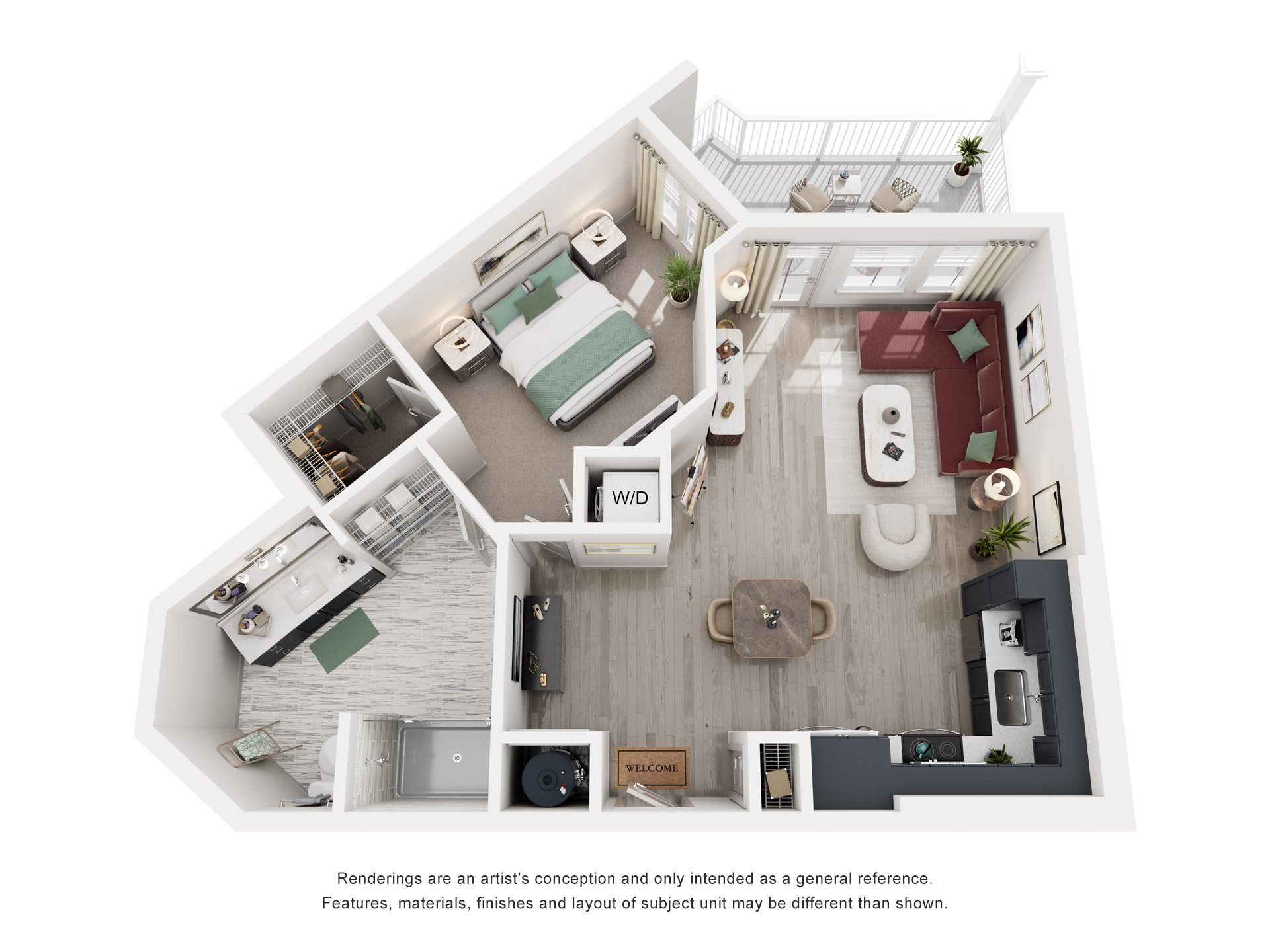 1 Bed 1 Bath Floor Plan | 764 Sq. Ft. at Lyric at Norton Commons Apartments, Prospect, Kentucky 40059