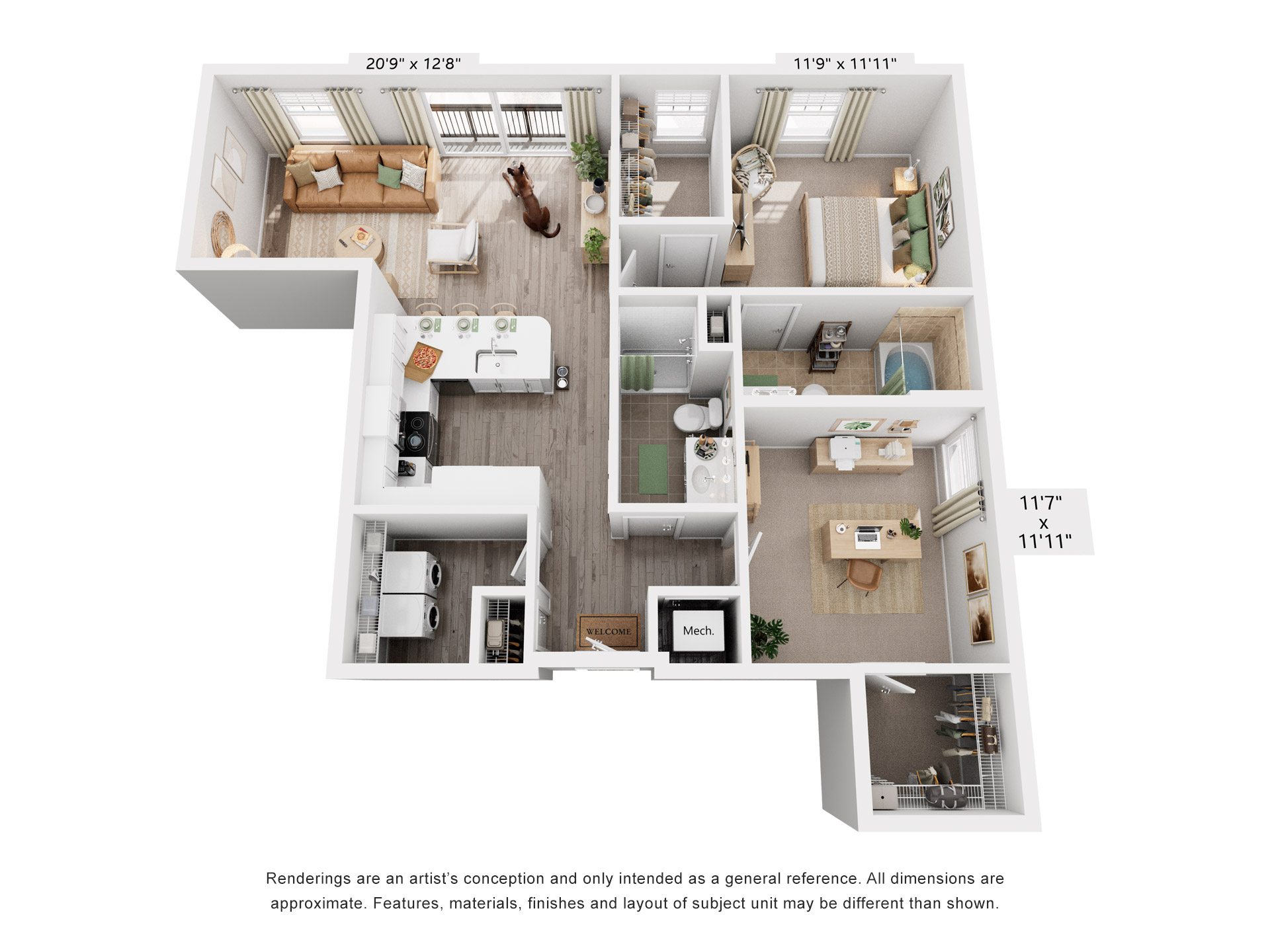 Crestwood Floorplan at Flats at West Broad Village, Glen Allen