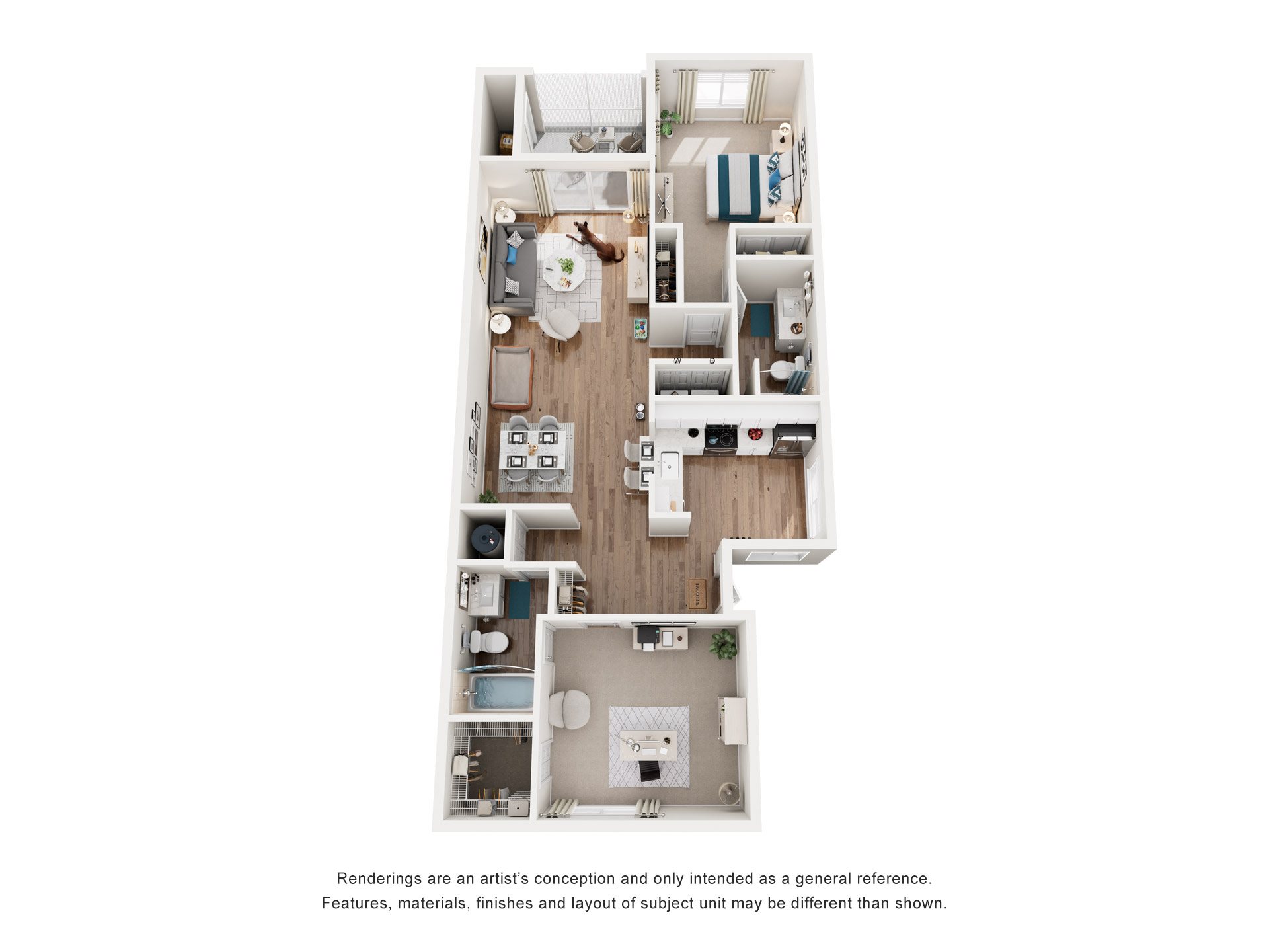 2 Bed 2 Bath Floor Plan | 1,110 Sq. Ft