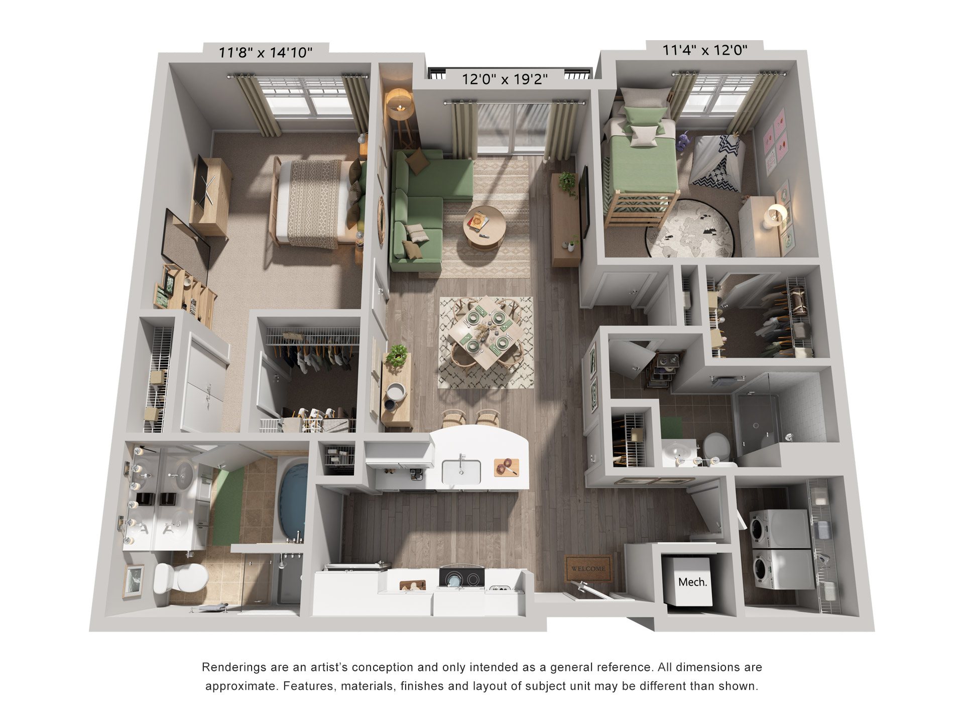 Denali Floorplan at Flats at West Broad Village, Virginia, 23060 