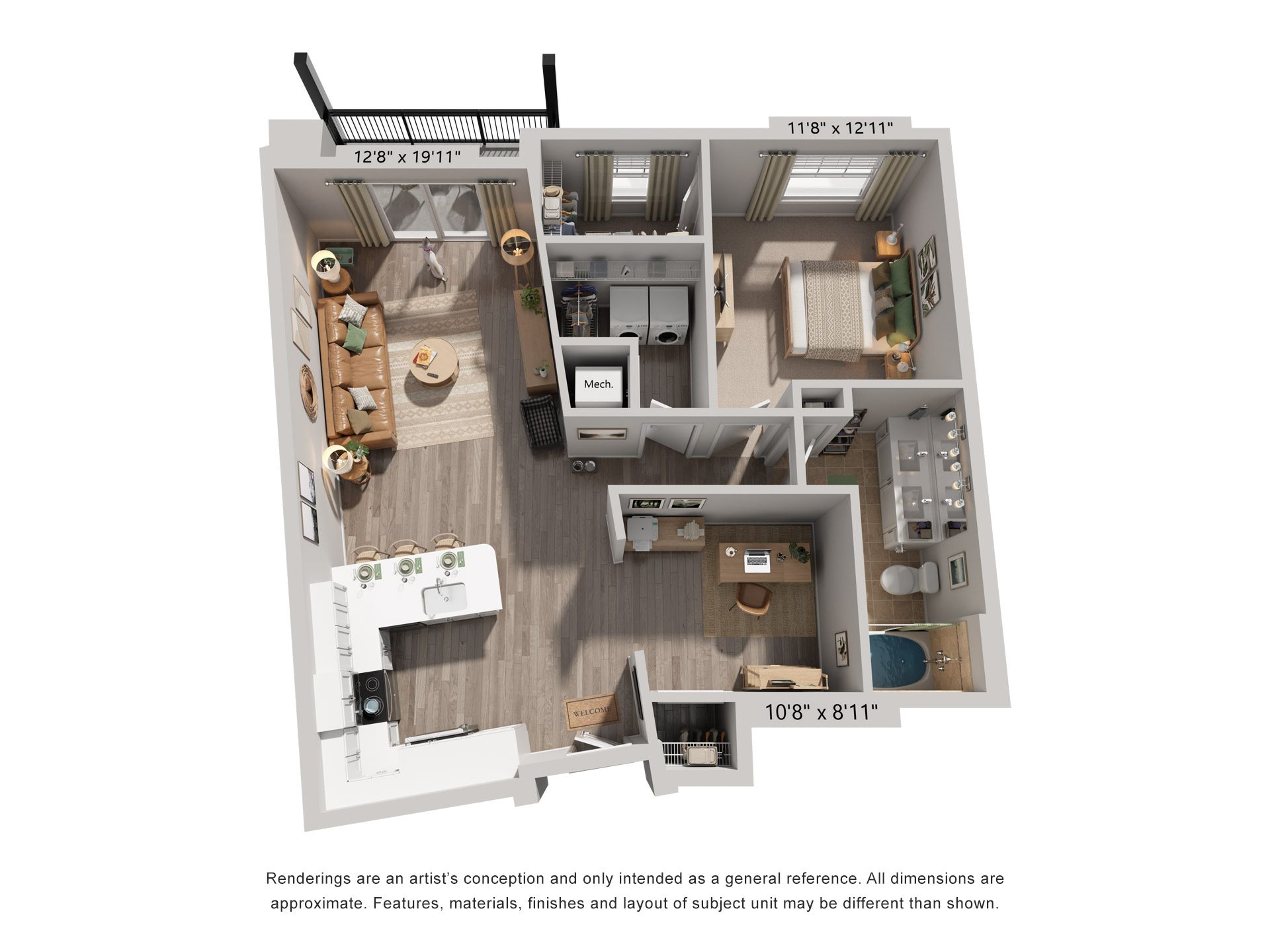 Evergreen Floorplan at Flats at West Broad Village, Virginia, 23060 