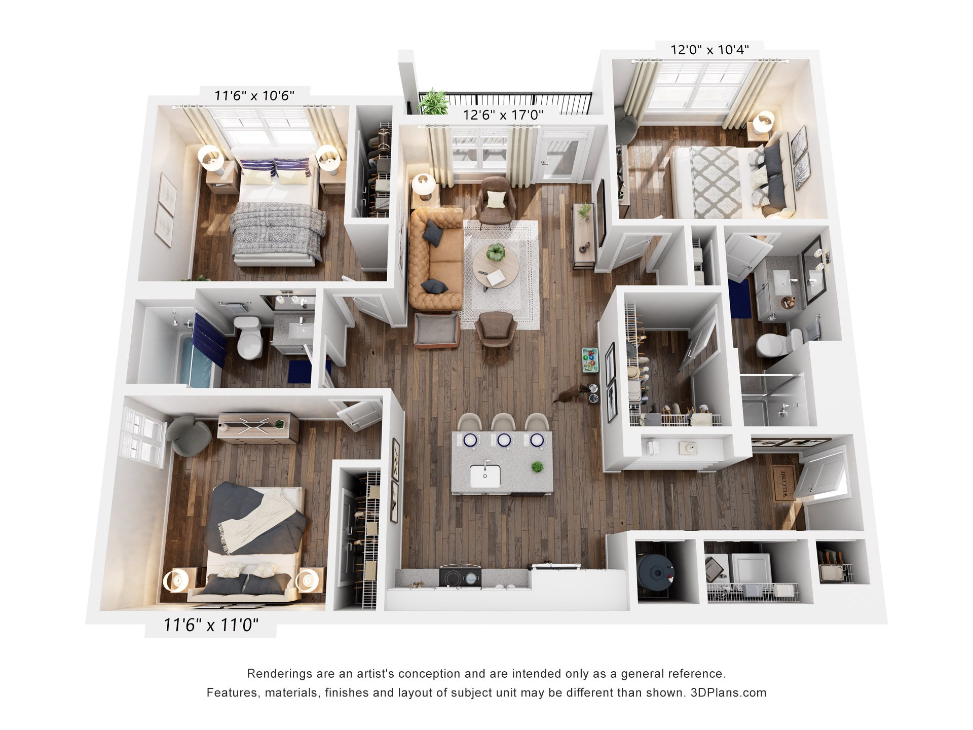 3 Bed 2 Bath | 1,251 Sq. Ft. at Farmhaus Apartments in Madison, AL