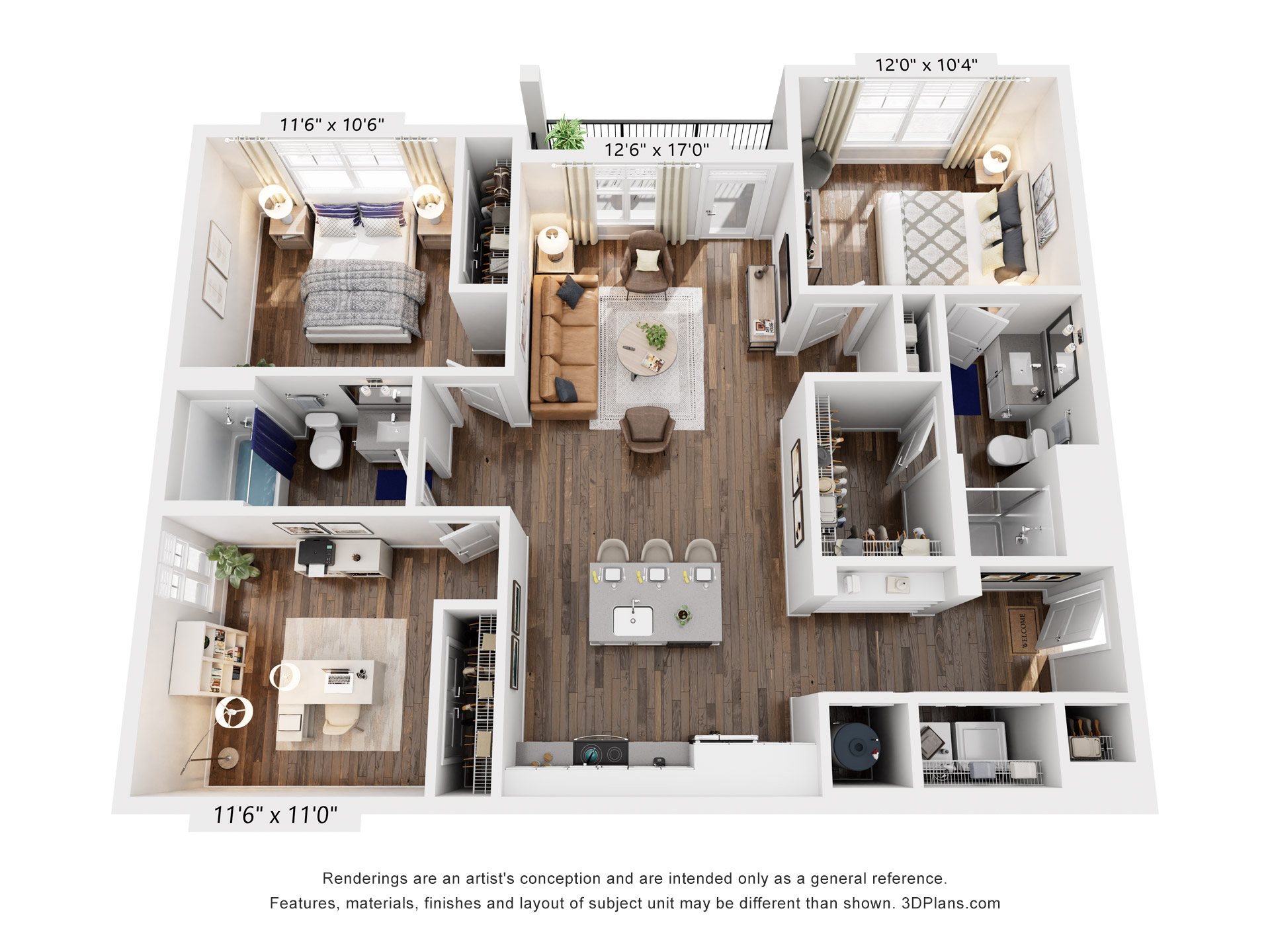 3 Bed 2 Bath | 1,237 Sq. Ft. at Farmhaus Apartments in Madison, AL, 35757