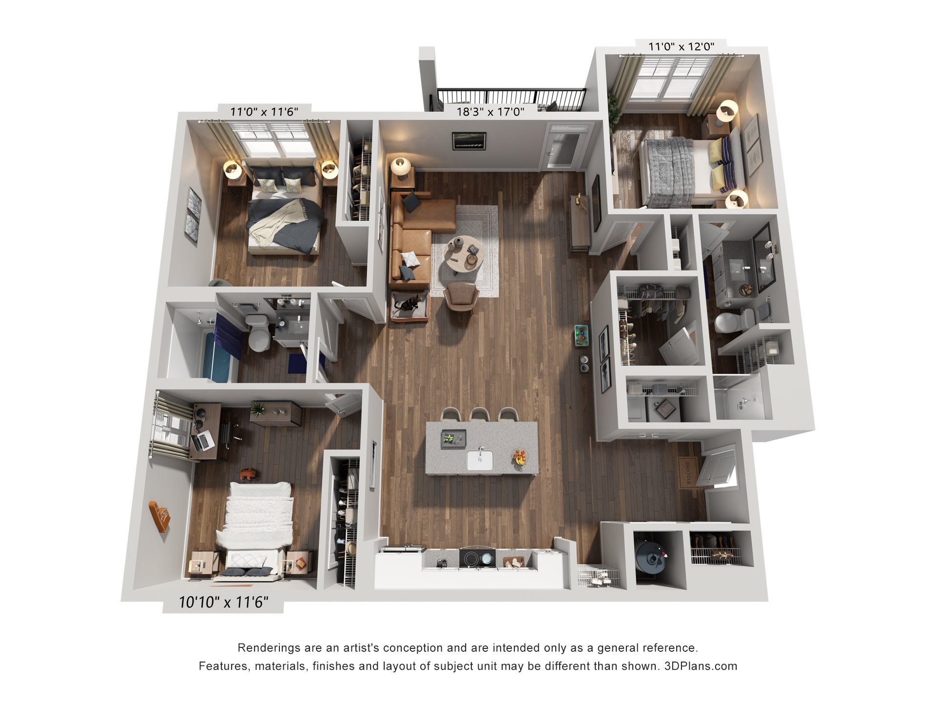 3 Bed 2 Bath | 1,362 Sq. Ft. at Farmhaus Apartments in Madison, 35757