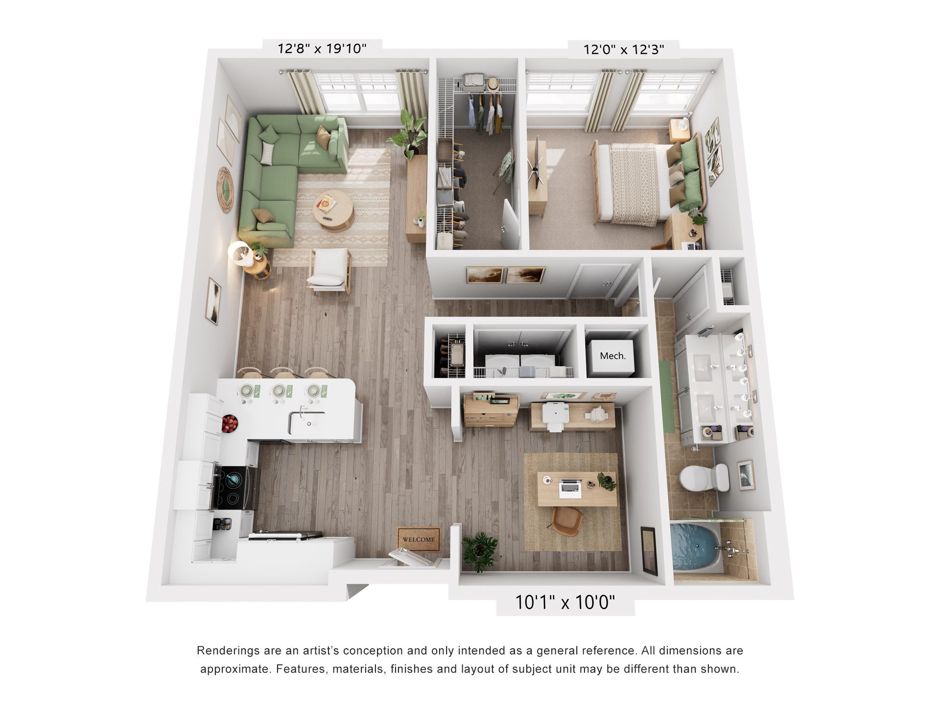 Farmstead Floorplan at Flats at West Broad Village, Glen Allen, Virginia