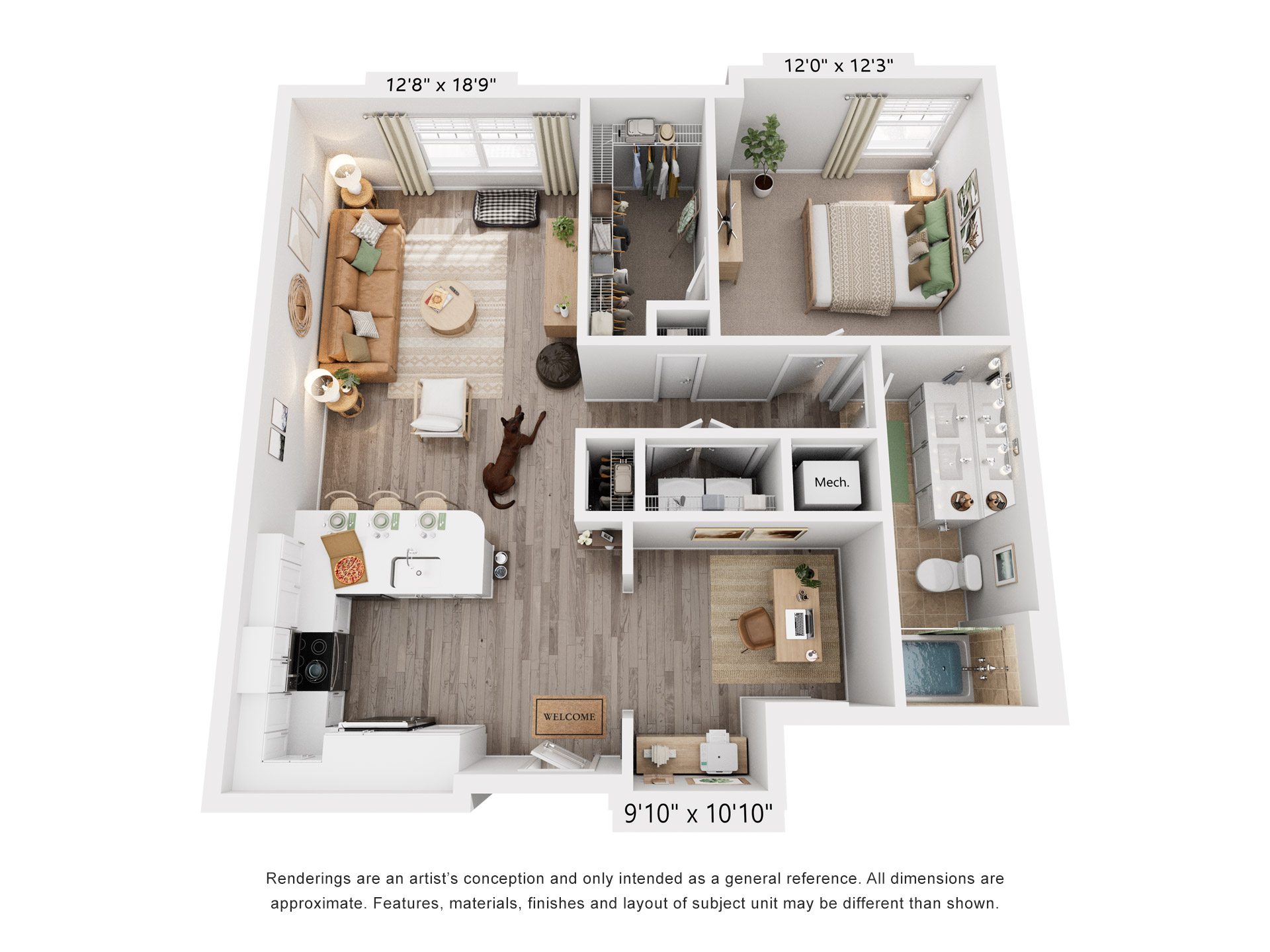 Fieldstone Floorplan at Flats at West Broad Village, Glen Allen, VA