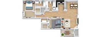 a floor plan of a house with a bedroom and a living room at High Ridge Apartments, Georgia, 30606