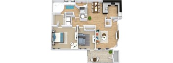a floor plan of a house with a bedroom and a living room at High Ridge Apartments, Athens, GA 30606