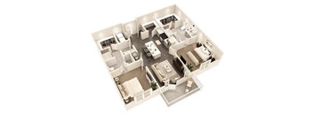 a floor plan of a house with a bedroom and a living room at The Flats at Southlawn Apartments, Lawrenceville, GA
