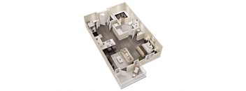 a floor plan of a house with a bedroom and a living room at The Flats at Southlawn Apartments, Lawrenceville, GA 30046