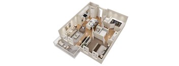 a floor plan of a house with a bedroom and a living room at The Flats at Southlawn Apartments, Lawrenceville Georgia