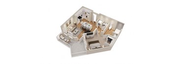 a floor plan of a house with a bedroom and a living room at The Flats at Southlawn Apartments, Lawrenceville, GA 30046