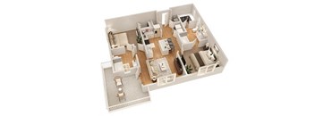 a floor plan of a house with a bedroom and a living room at The Flats at Southlawn Apartments, Georgia, 30046