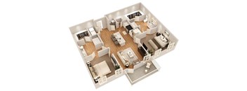 a floor plan of a house with a bedroom and a living room at The Flats at Southlawn Apartments, Georgia