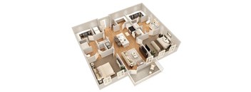 a floor plan of a house with a bedroom and a living room at The Flats at Southlawn Apartments, Lawrenceville, GA 30046