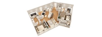 an overhead view of a floor plan of a house at The Flats at Southlawn Apartments, Georgia, 30046