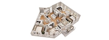 a floor plan of a house with a bedroom and a living room at The Flats at Southlawn Apartments, Lawrenceville, 30046