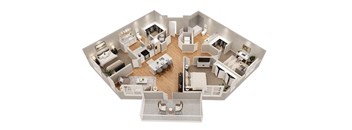 a floor plan of a house with a bedroom and a living room at The Flats at Southlawn Apartments, Lawrenceville