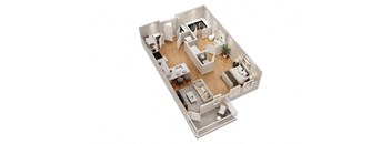 a floor plan of a house with a bedroom and a living room at The Flats at Southlawn Apartments, Lawrenceville