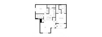 a floor plan of a residence with a rectangular floor plan and a staircase at Promenade at Newnan Crossing, Newnan