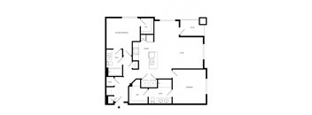 a floor plan of a house with a hypothetical arrangement of furniture at Promenade at Newnan Crossing, Newnan Georgia